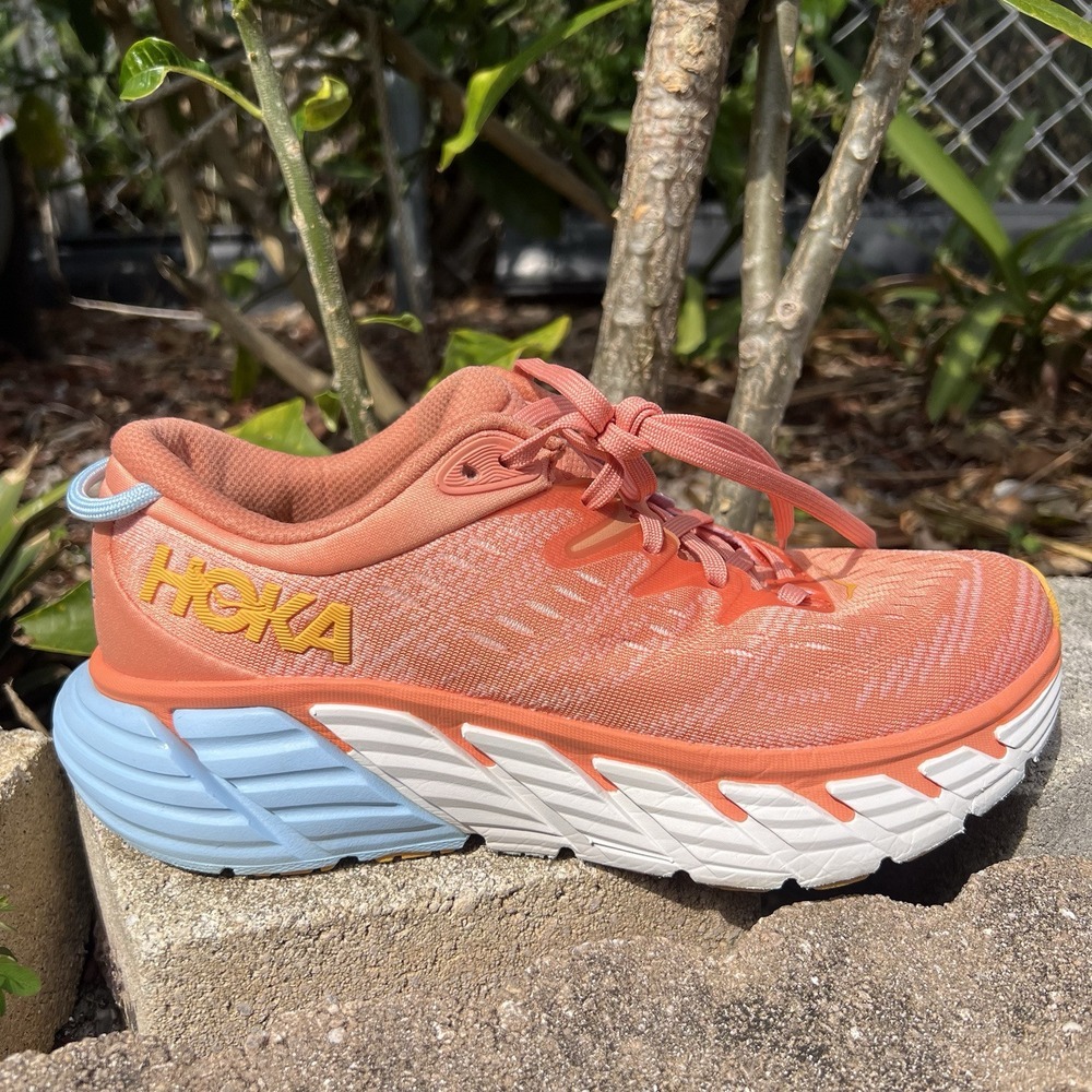 Hoka One One Gaviota 4 Orange Running Shoes Sneakers Women's 7 D